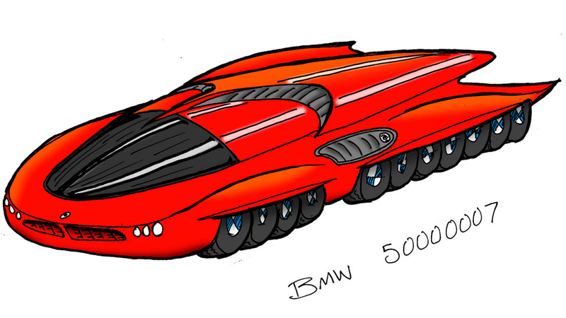 Illustration for article titled BMW Designs A 42-Wheel, 19-Engine Car To Fulfill One Child's Fantasy